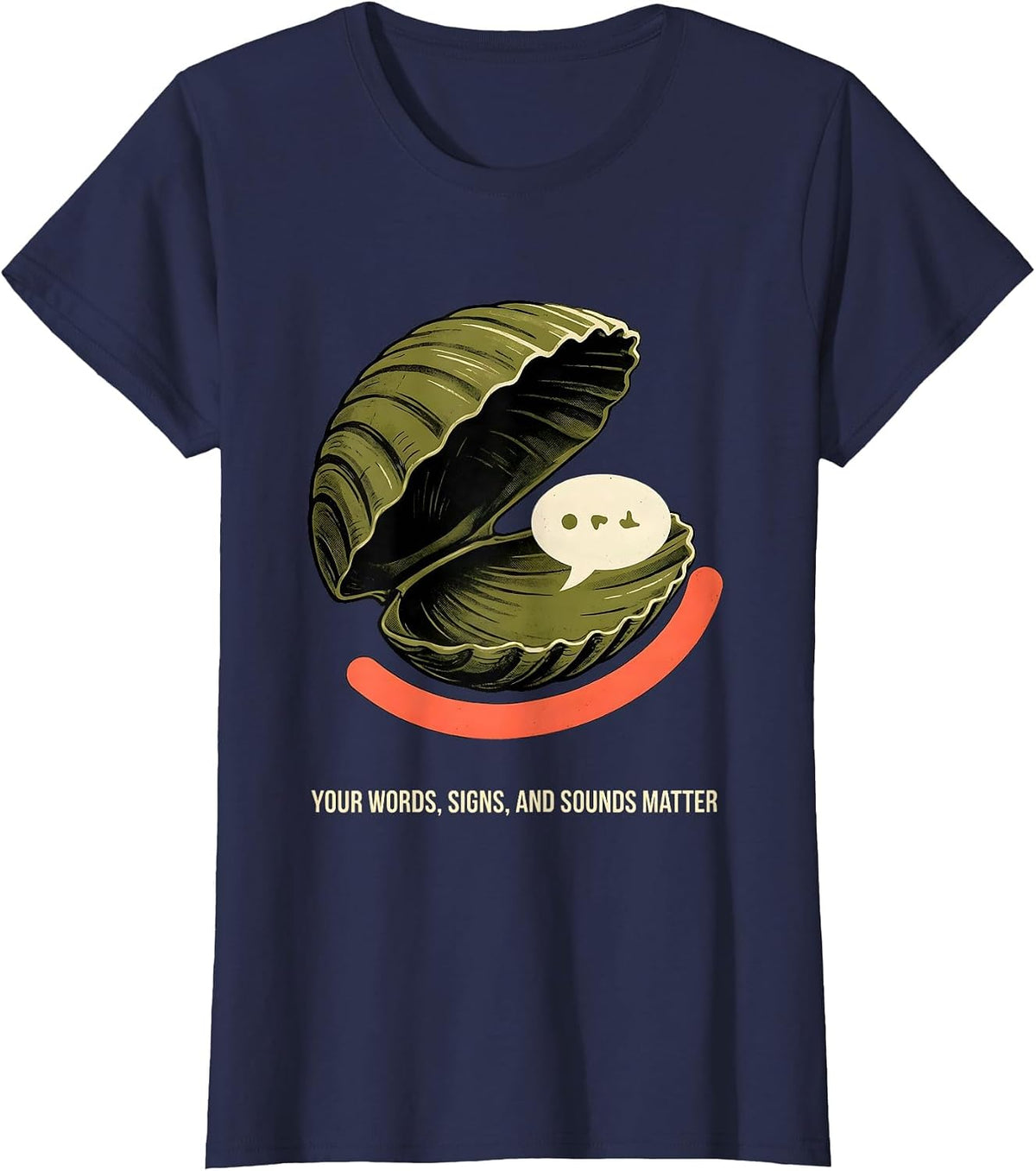 Women's Your Words Signs And Sounds Matter Midcentury Modern Speech T-Shirt - Navy Blue