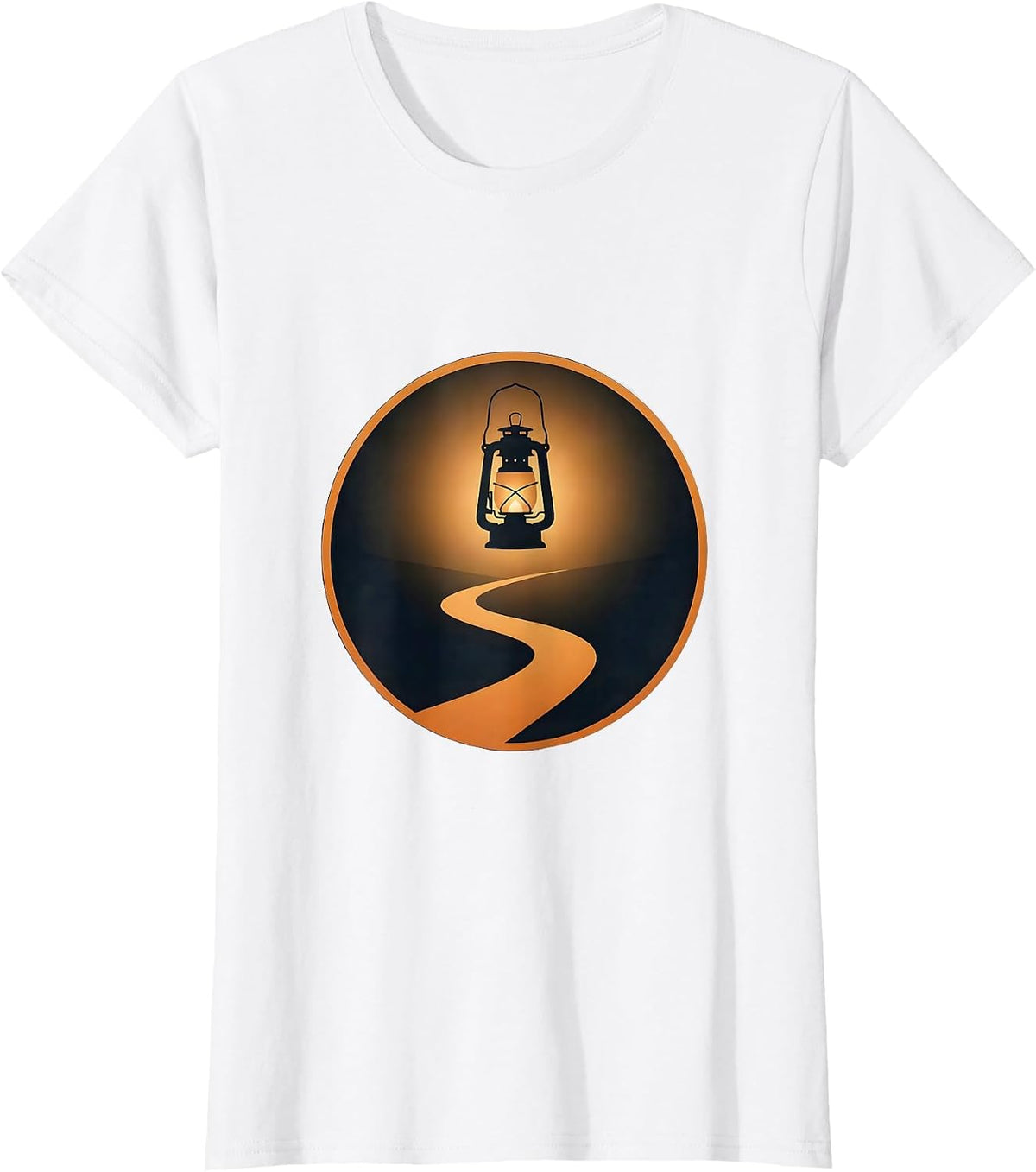 Social Worker Lantern Foggy Path Illustration T-Shirt - White