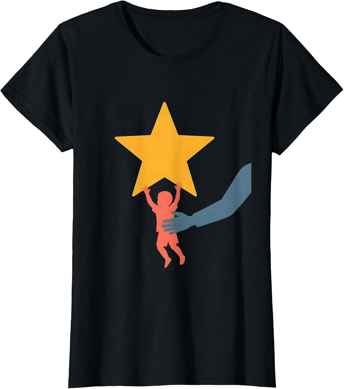 Sped Teacher Reaching for Stars Illustration T-Shirt - Black