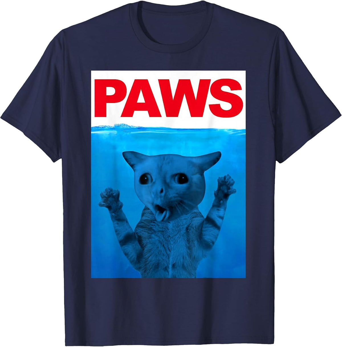 Paws Cat Meme Humor Funny Kitty Lover Funny Cats Dads Mom T-Shirt - Navy Blue