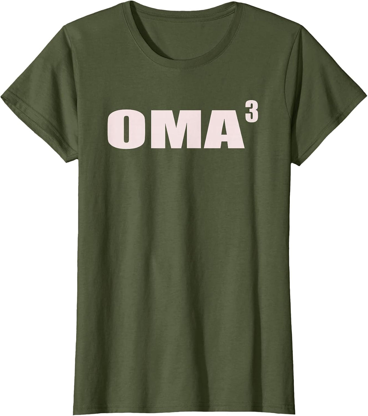 Oma 3 Grandkids 3rd Time Cubed Grandma of Three T-Shirt - Olive Green