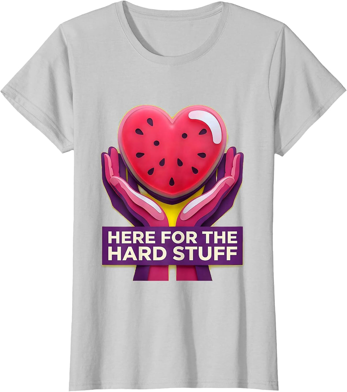 Women's Here For The Hard Stuff Social Worker Design T-Shirt - Silver Grey