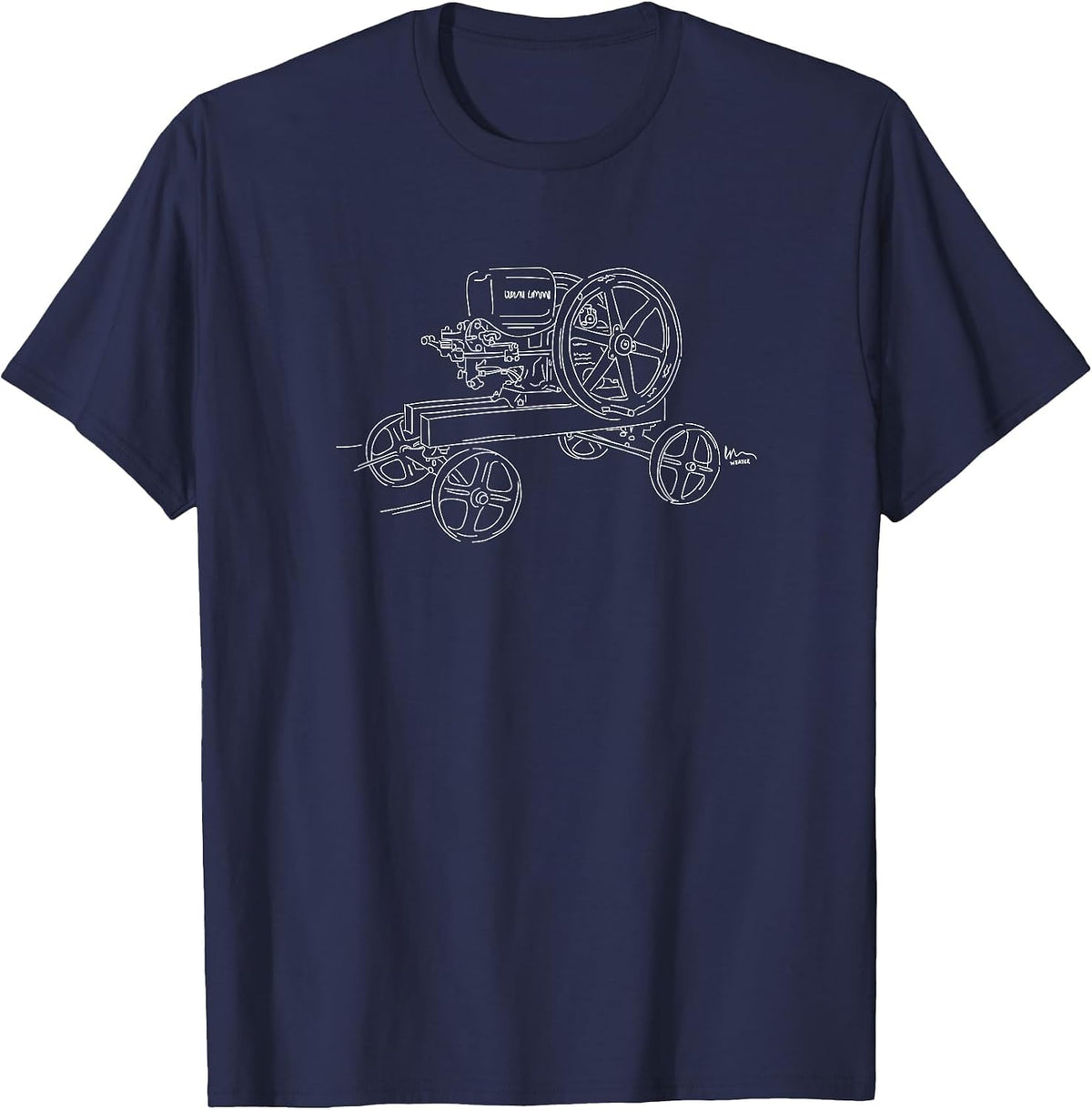 Vintage Antique Hit and Miss Gasoline Engine Tractor Motor T-Shirt - Navy Blue