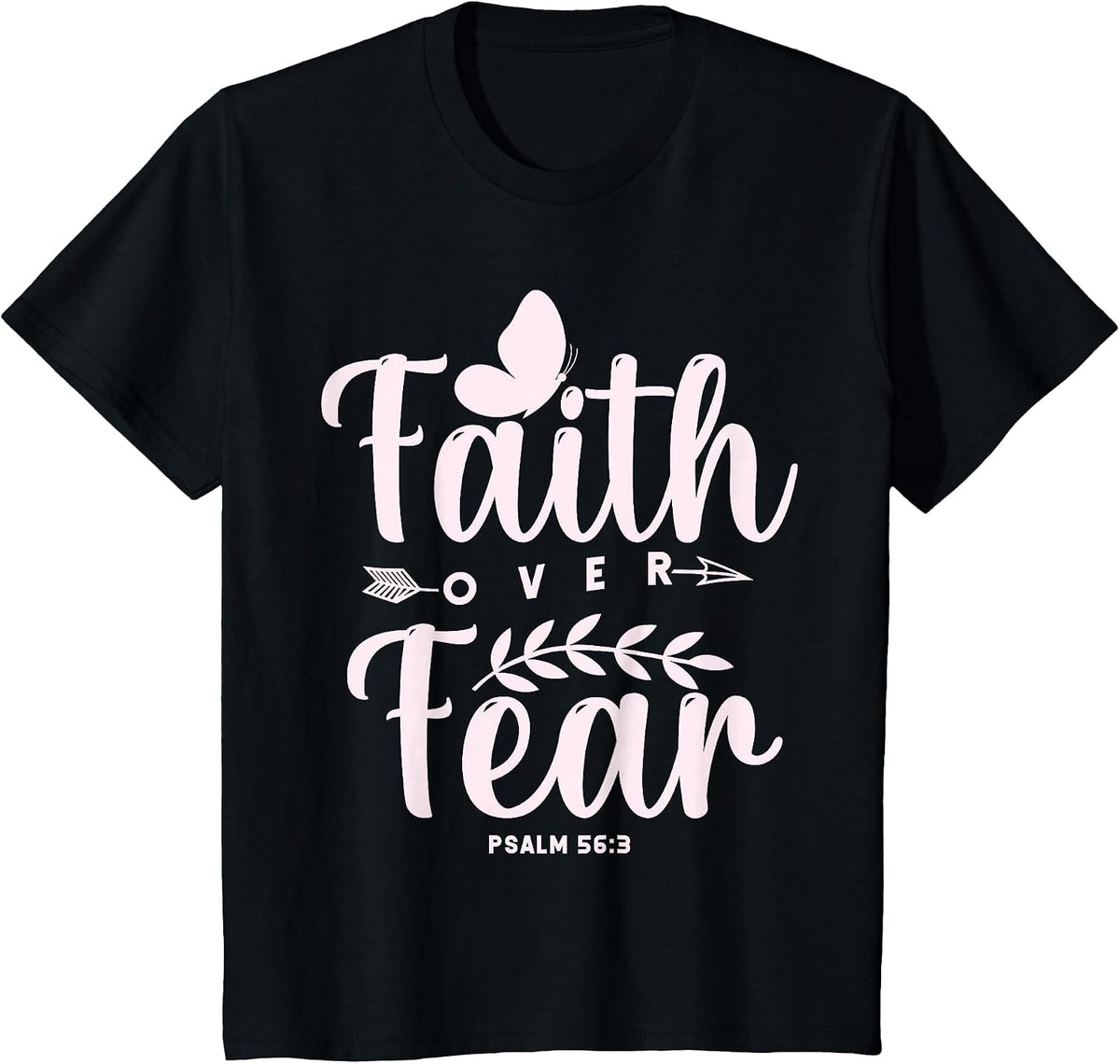 Christian Bible Verse Faith Over Fear T-Shirt - Black