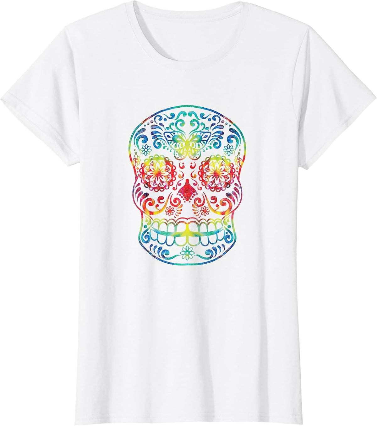 Tie Dye Sugar Skull | Day of the Dead | Psychedelic T-Shirt - White