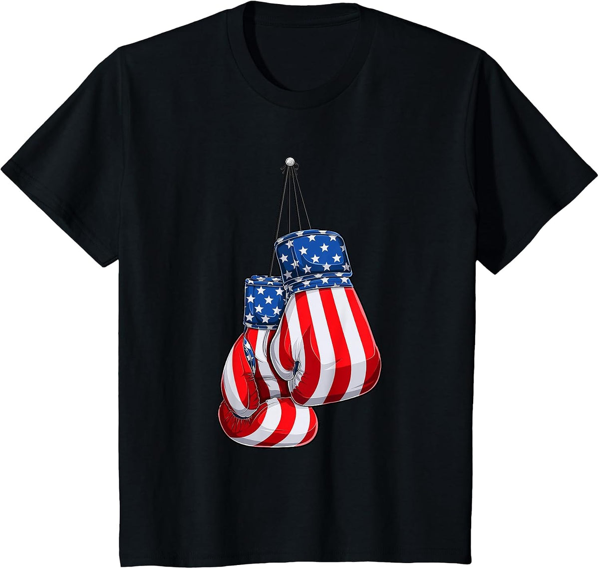 Box Gloves American Flag 4th of July Boxing T-Shirt - Black