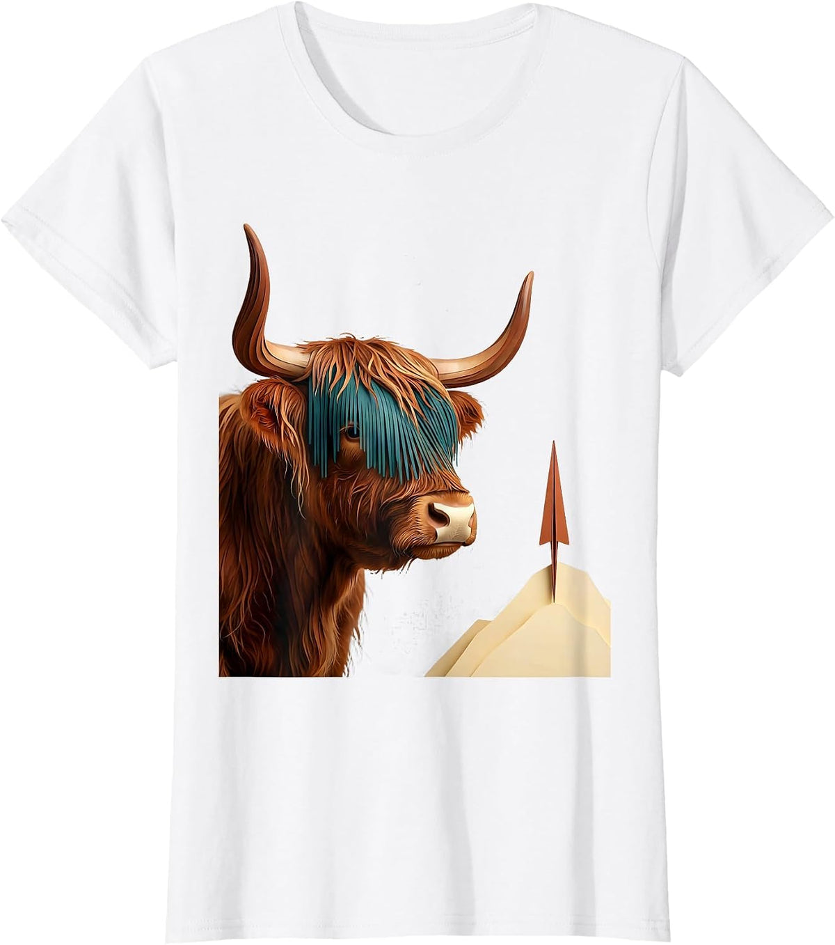 Highland Cow Paper Cutout Farm Humor Animal Lover T-Shirt - White