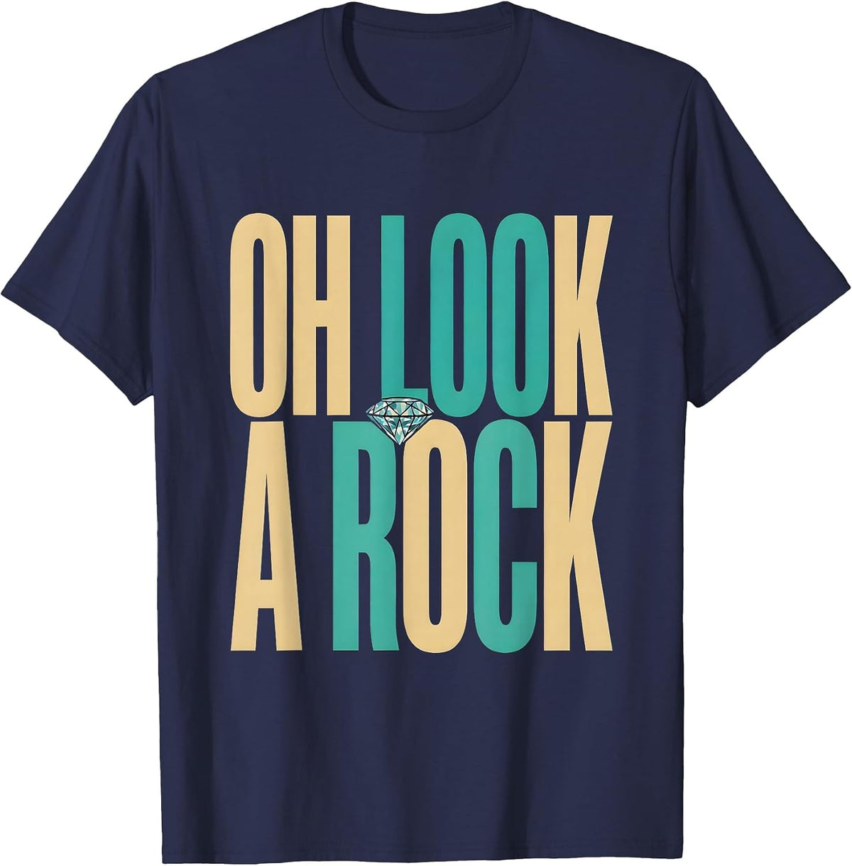 Oh Look, A Rock Rock Collecting Design T-Shirt - Navy Blue