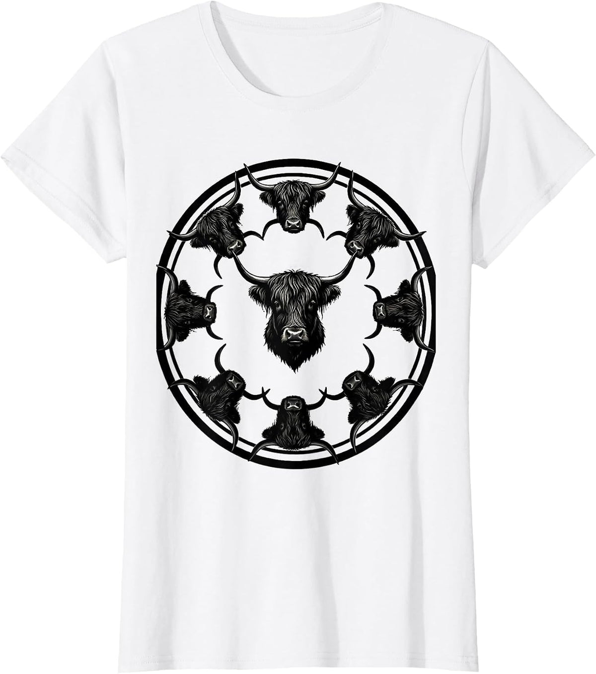 Sealed Highland Cow Badge Silhouette Cute Cow Lover Gift T-Shirt - White