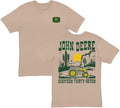 John Deere Mens Western Scene Tractor Cactus Short Sleeve Tshirt in Latte Tan - Latte Tan