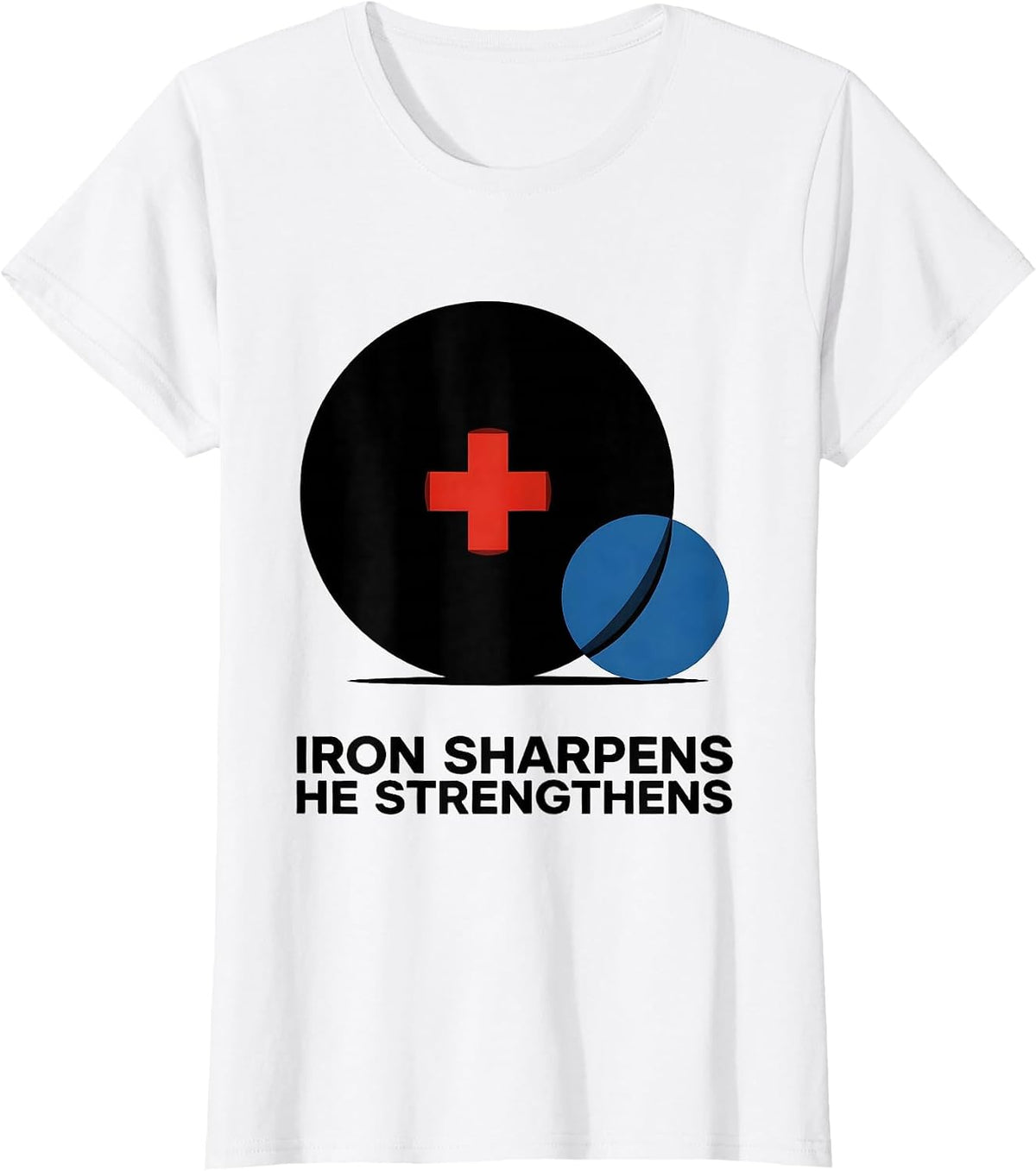 Iron Sharpens He Strengthens Bauhaus Modernist Christian Gym T-Shirt - White