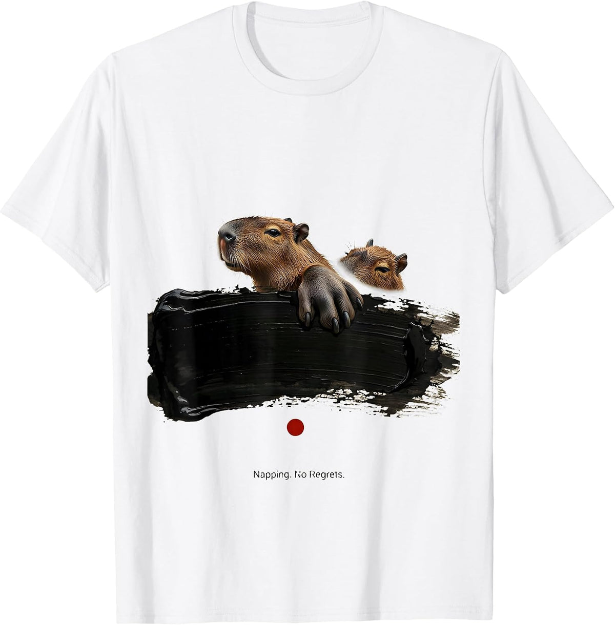 Men's Napping. No Regrets. Cute Capybara Sleepybara Nap Lover T-Shirt - White