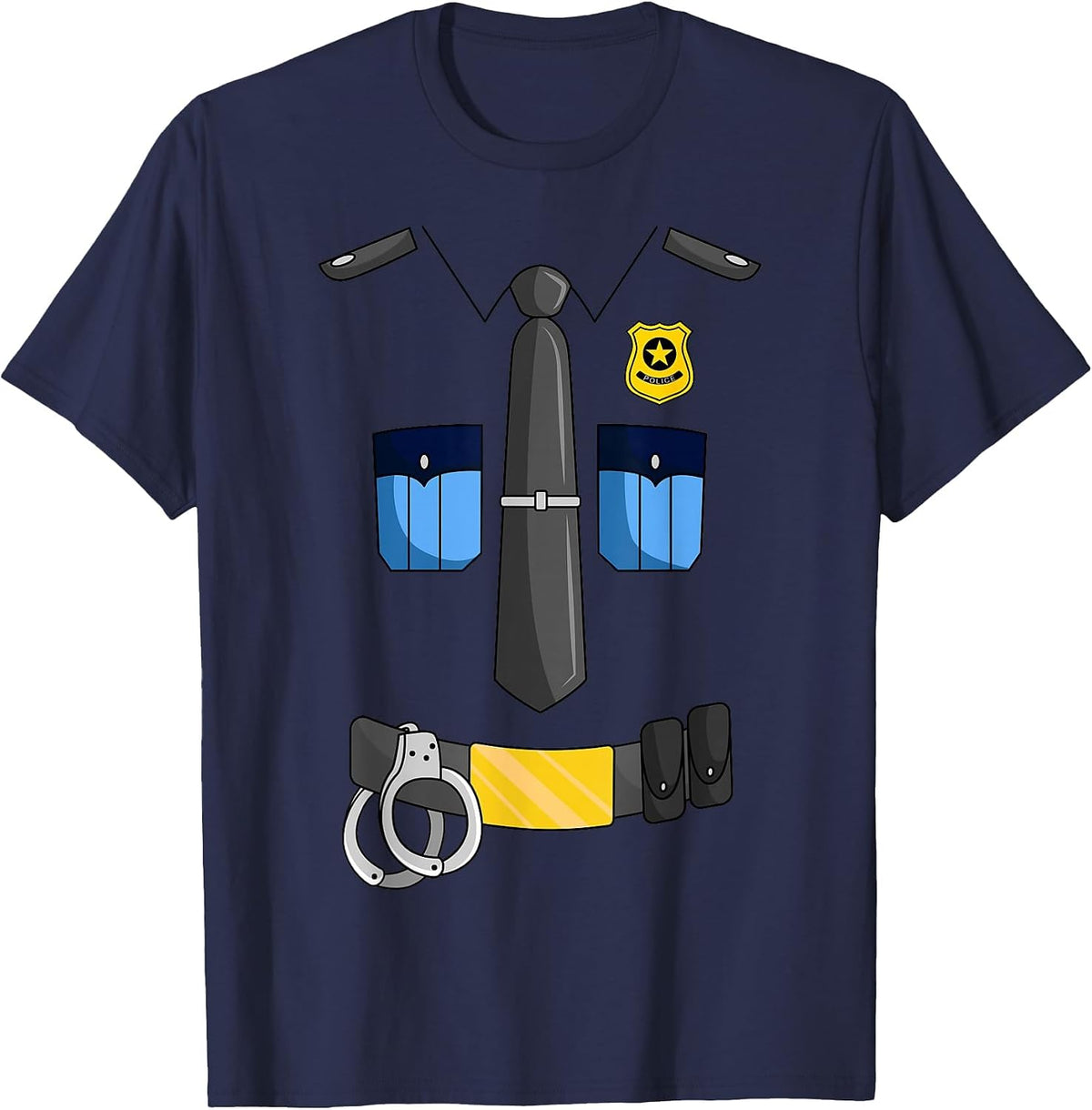 Police Officer Costume Policeman Cop Sheriff Halloween T-Shirt - Navy Blue