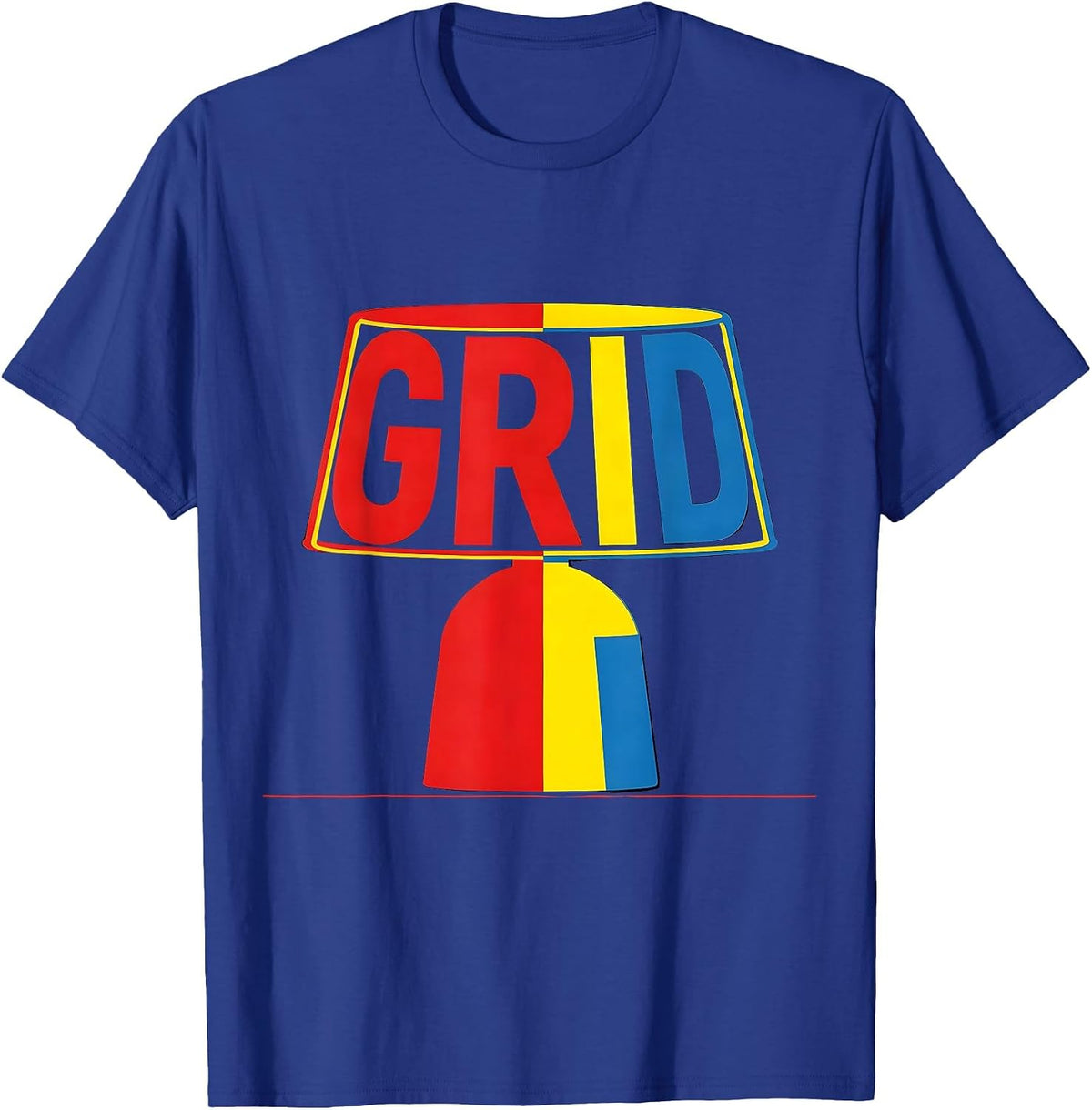 Men's GRID Geometric Bauhaus 100th Anniversary Design Movement T-Shirt - Royal Blue