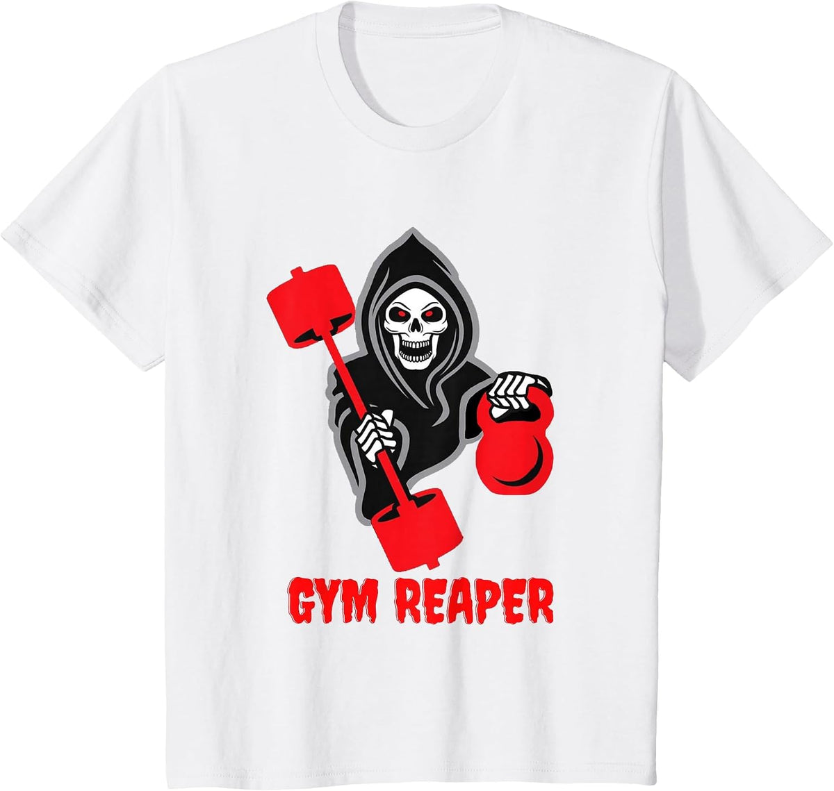 Gym Reaper Funny Halloween Workout T-Shirt - White