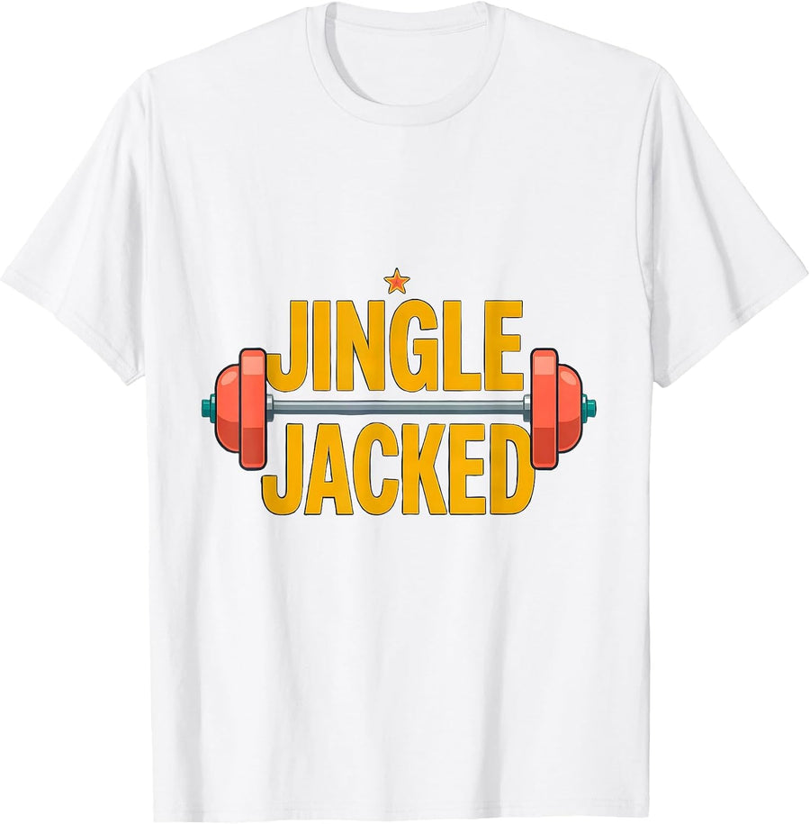 Men's Jingle Jacked Funny Christmas Gym Workout Fitness Humor T-Shirt - White