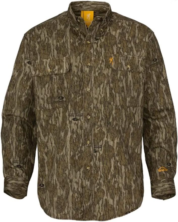 Browning 3017801903 Wasatch-CB Long Sleeve Shirt, Mossy Oak Original Bottomlands, Large - As Pictured