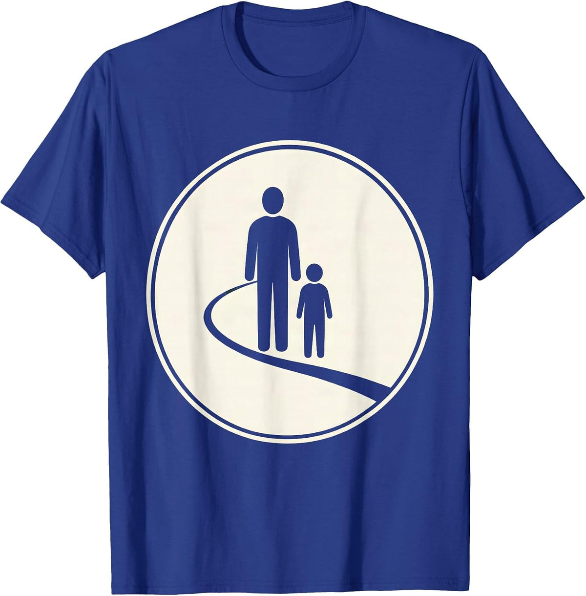 Social Worker Adult Child Walking Path Illustration T-Shirt - Royal Blue