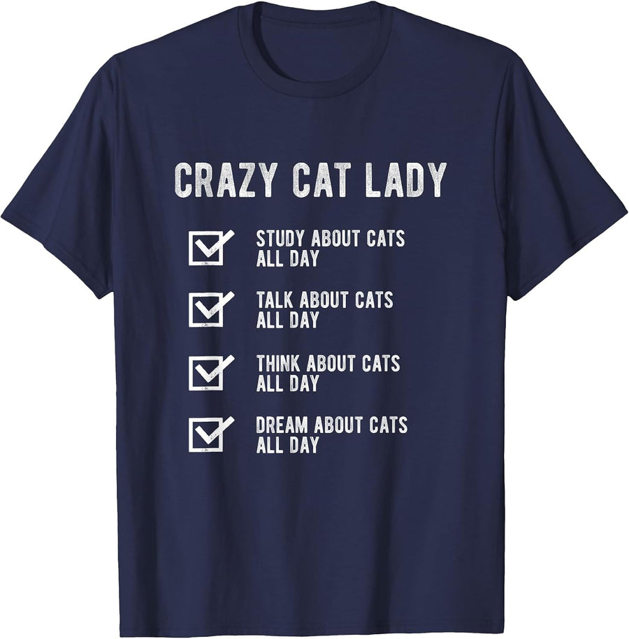 Crazy Cat Lady Cat Lover Mom Women T-Shirt - Navy Blue