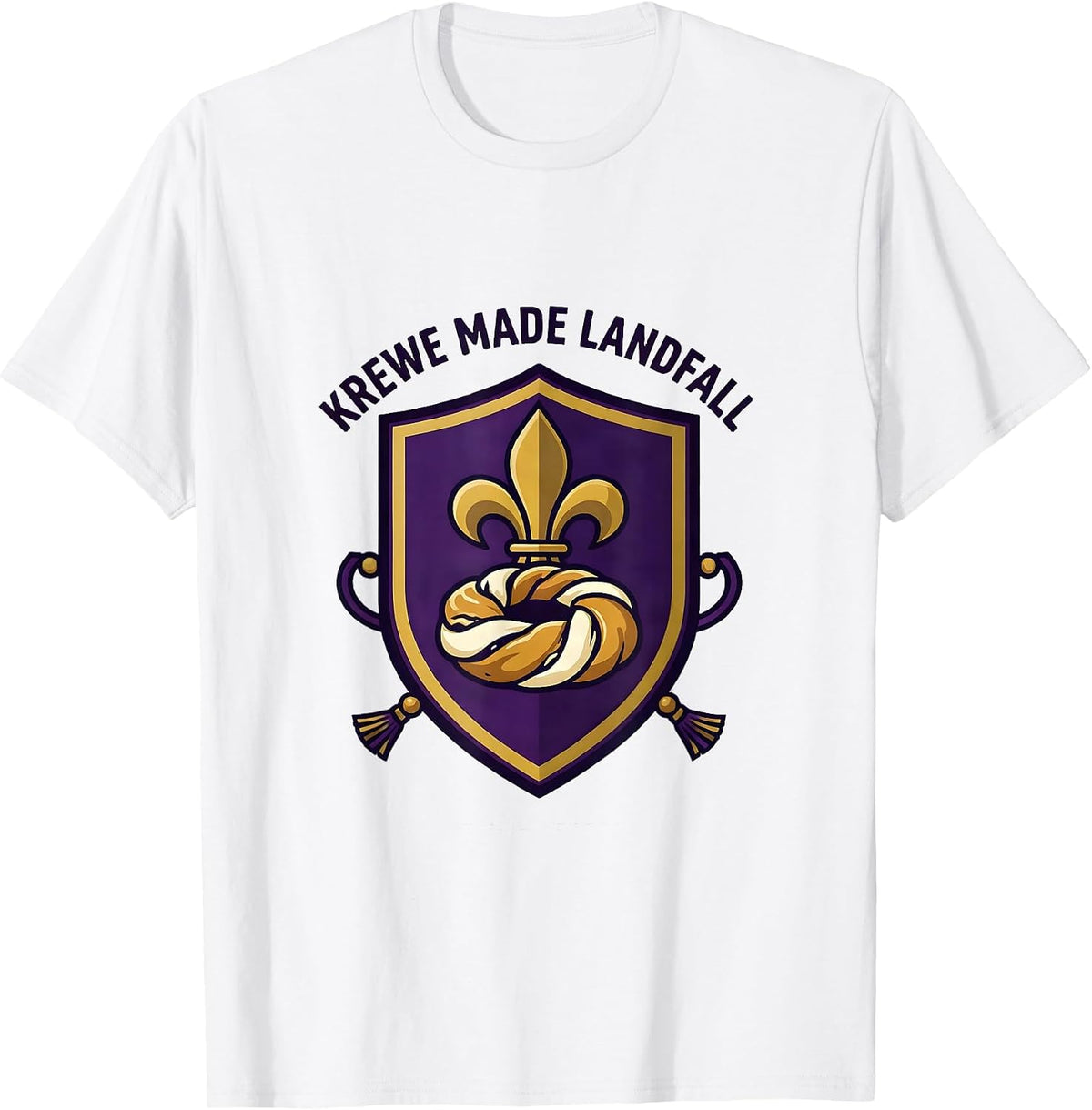 Men's Krewe Made Landfall Emblem Mardi Gras Party Group T-Shirt - White