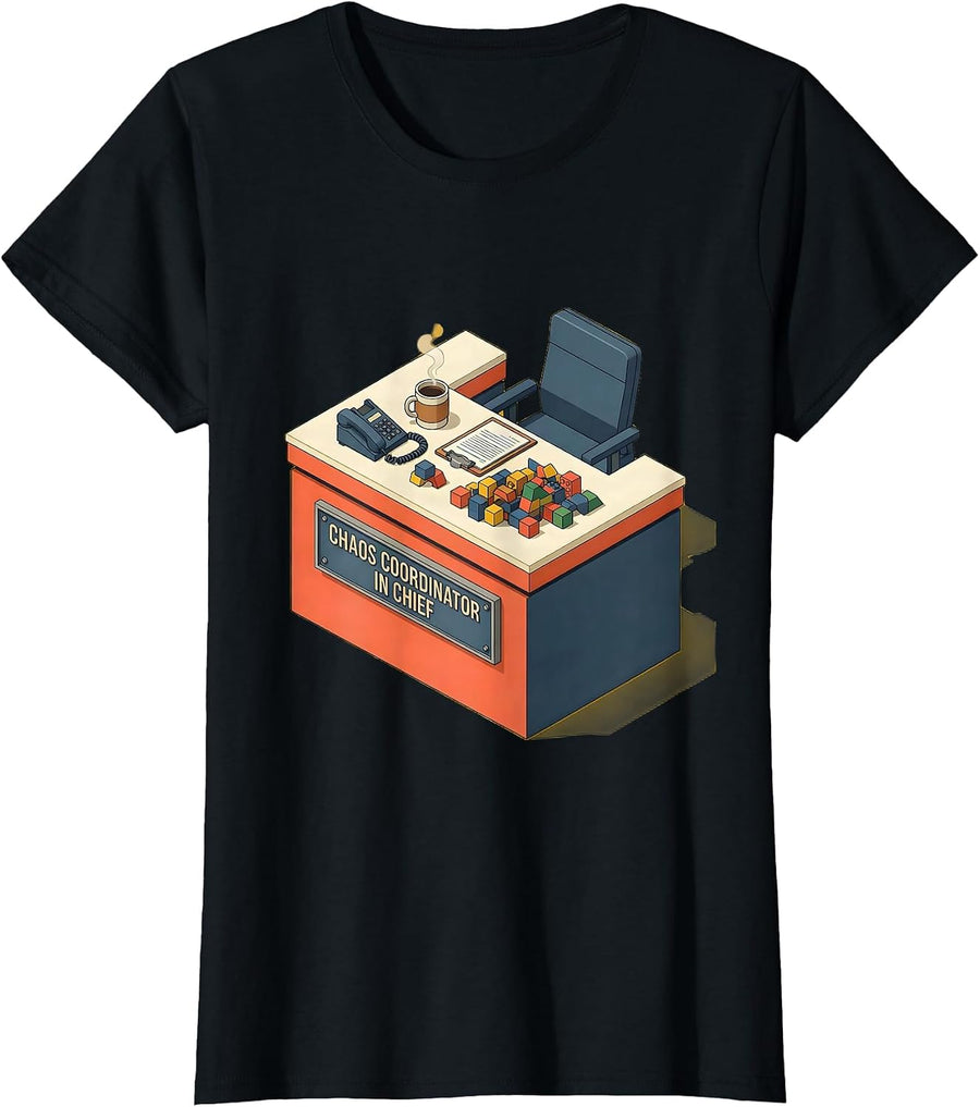 Chaos Coordinator In Chief Mom Design T-Shirt - Black