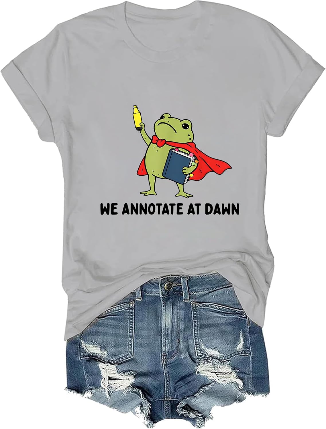 We Annotate At Dawn Shirt Funny Frog Teacher T-Shirt - Grey