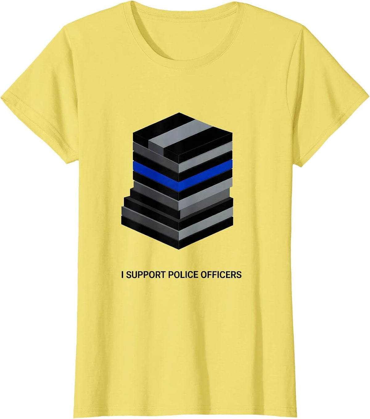 I Support Police Officers Patriotic Law Enforcement T-Shirt - Lemon Yellow