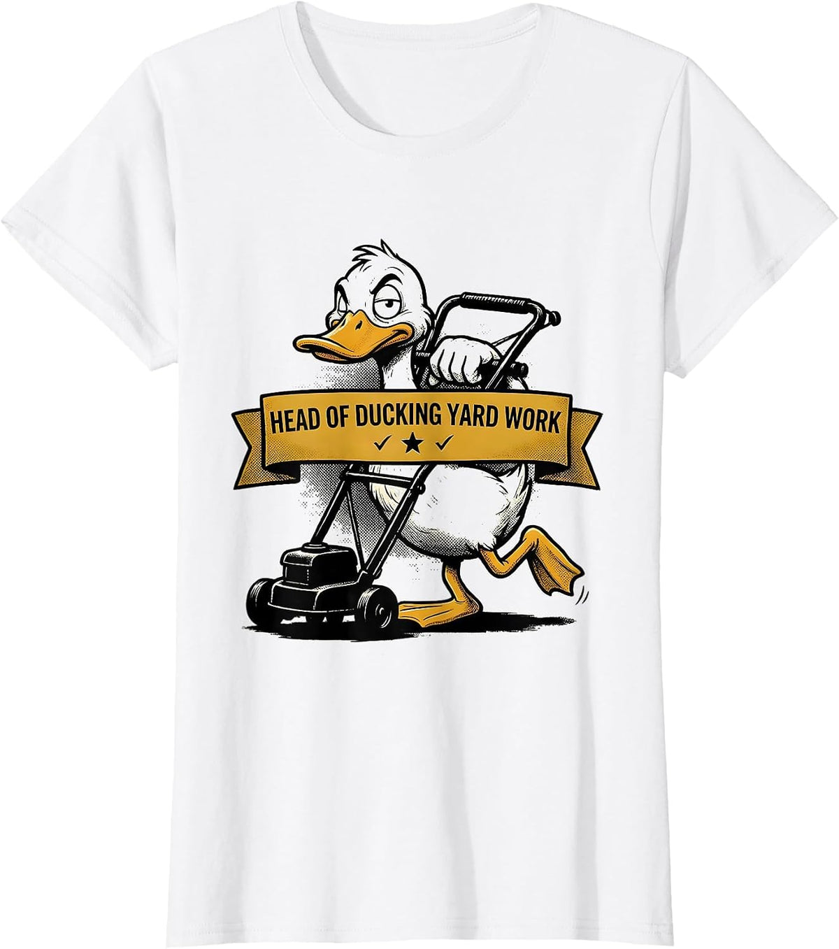 Head Of Ducking Yard Work Funny Duck Novelty Humor Gift T-Shirt - White