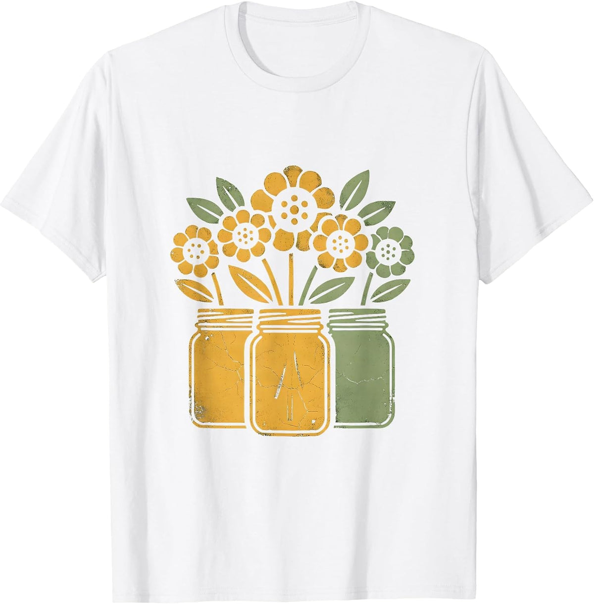 Men's Autumn Mason Jars Wildflower Bouquet Fall Design T-Shirt - White