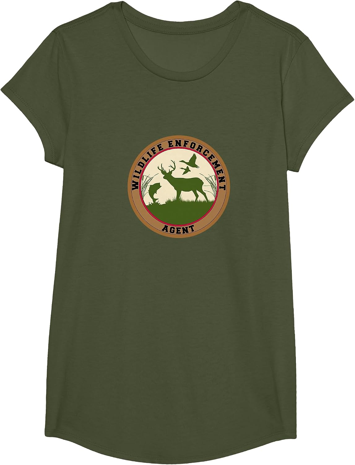 Wildlife Enforcement Agent Officer Uniform Duty T-Shirt - Girls Olive Green