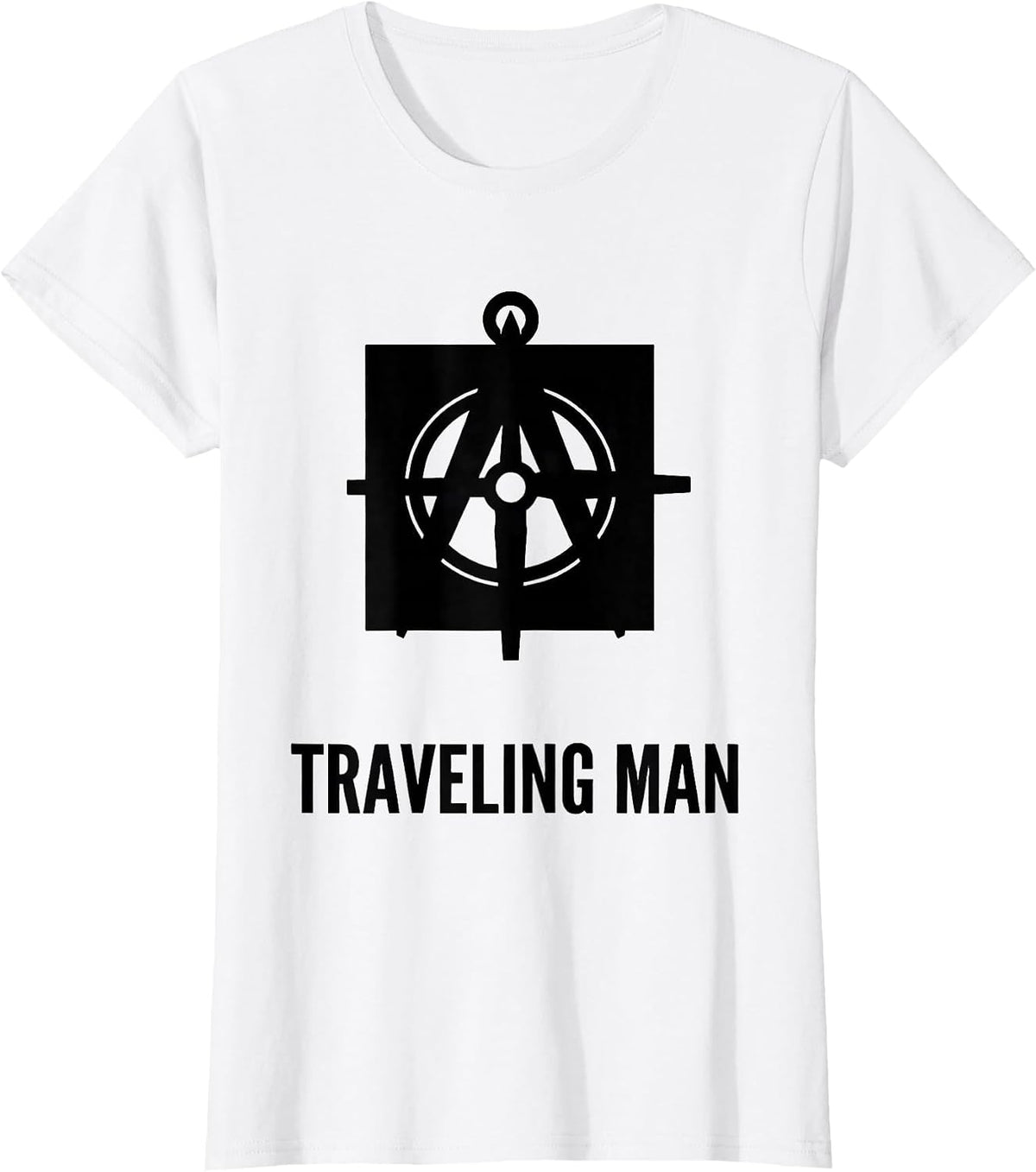 Women's Traveling Man Masonic Square and Compass Freemason Fraternal T-Shirt - White