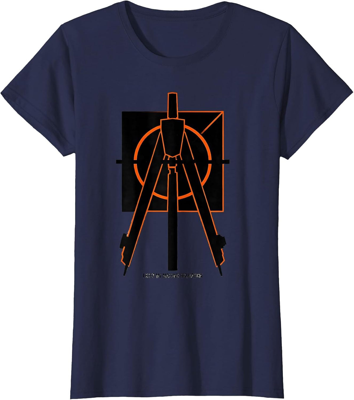 Women's I Keep My Masonic Obligation Brutalist Graphic Freemason T-Shirt - Navy Blue