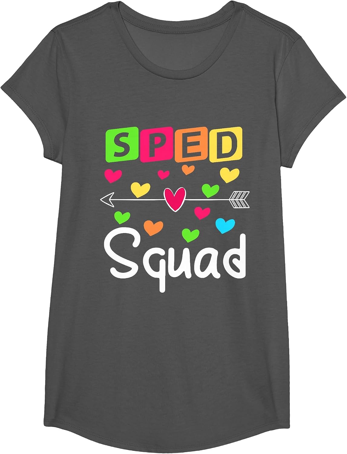 SPED Squad T Shirt SPED Teacher Shirts Special Education T-Shirt - Girls Asphalt Grey