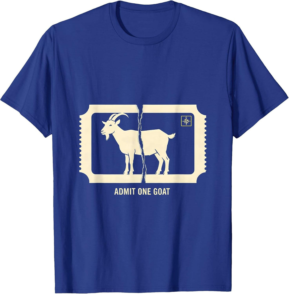 Men's Admit One Goat Stencil Graphic Freemason Square Compass T-Shirt - Royal Blue