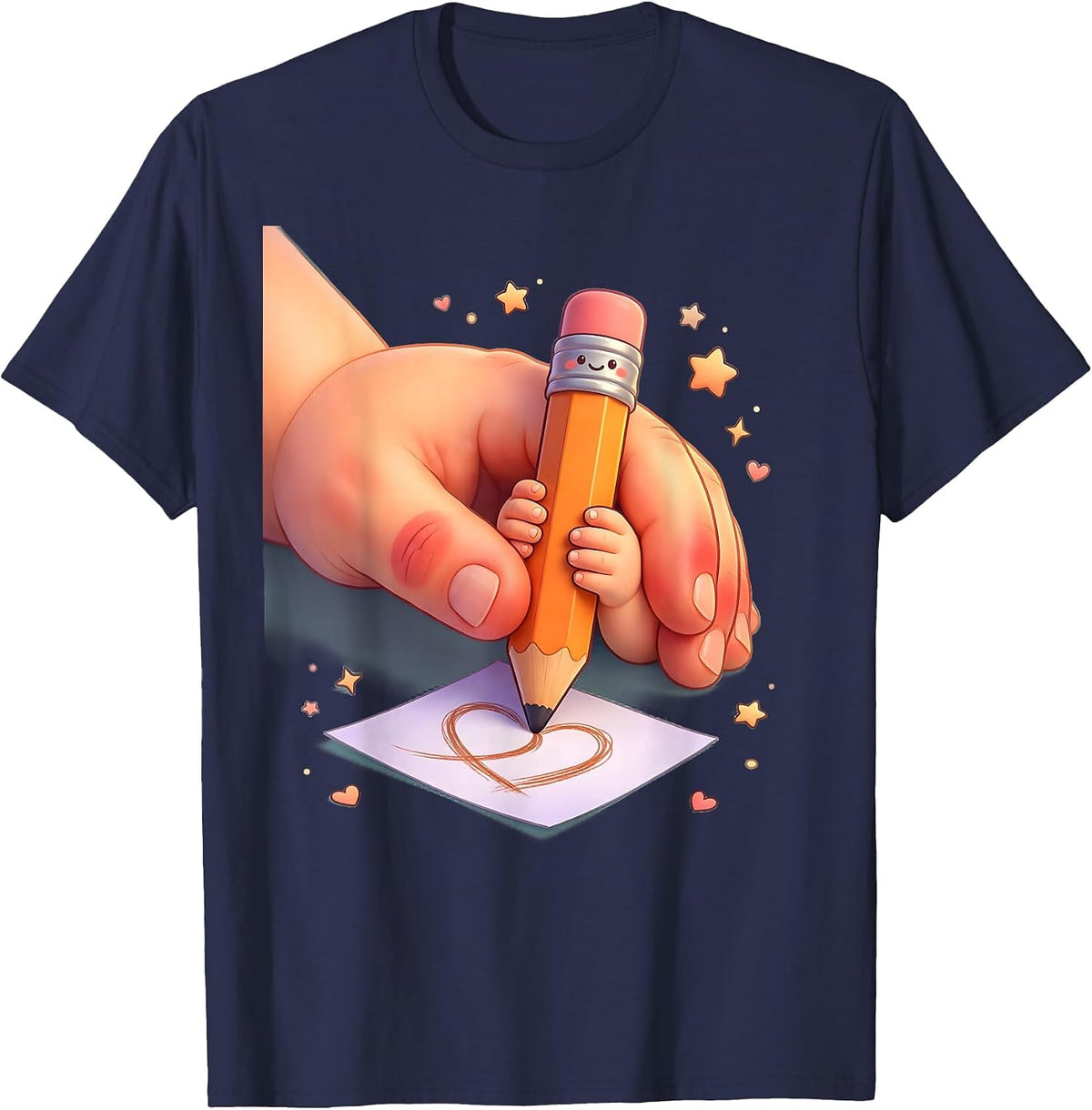 Sped Teacher Guiding Hand Graphic Design T-Shirt - Navy Blue