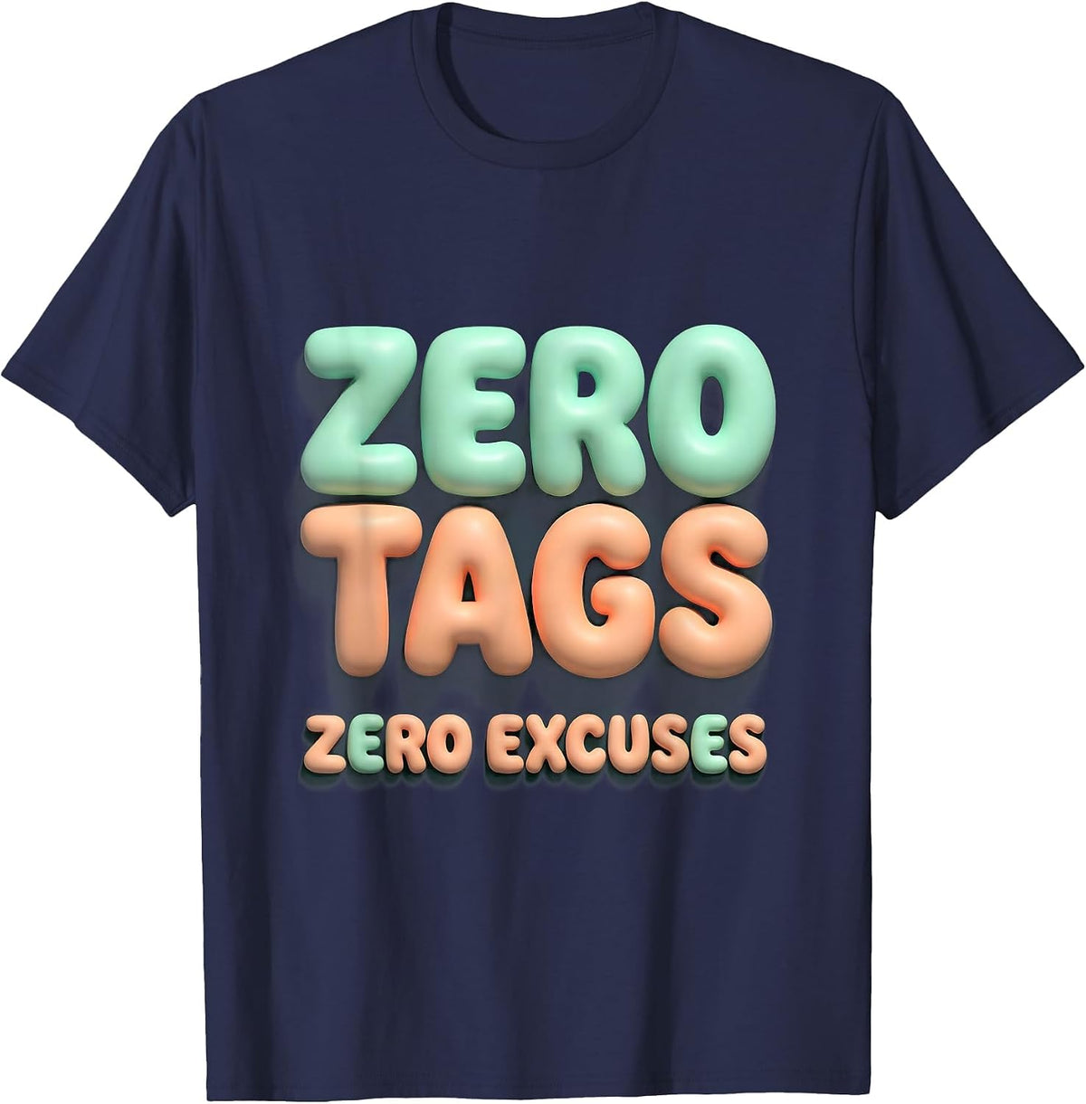 Men's Zero Tags Zero Excuses Hunting Graphic Design T-Shirt - Navy Blue