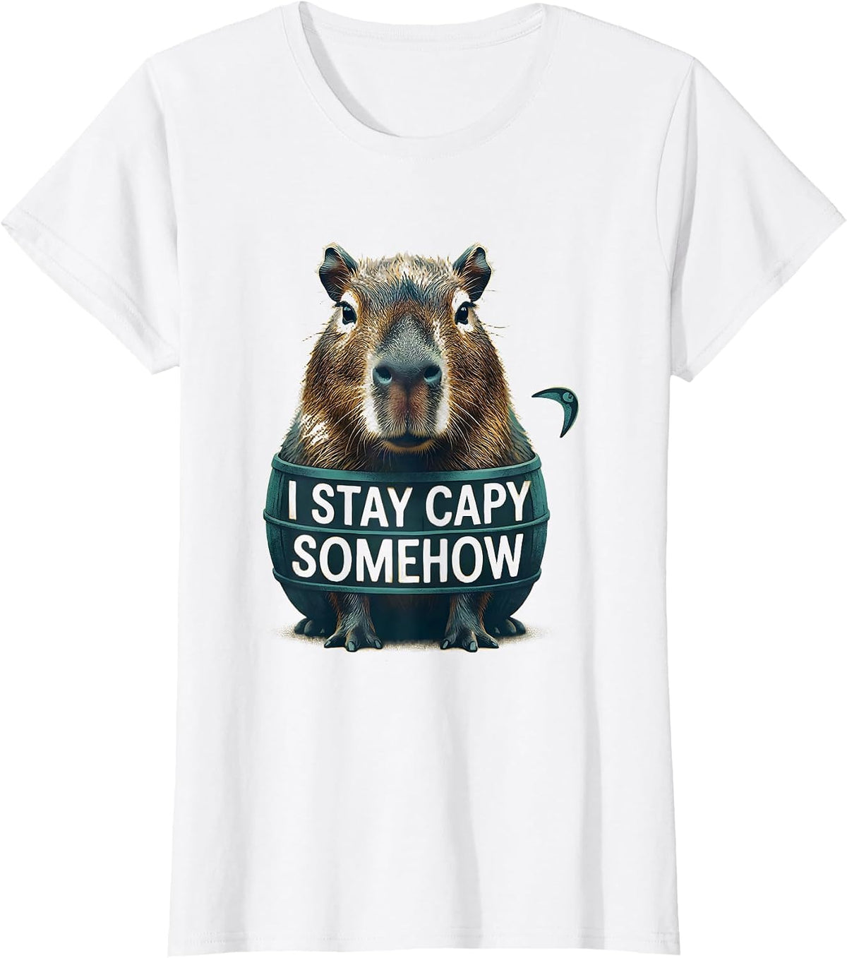 Women's I Stay Capy Somehow Funny Capybara Meme Animal Lover Humor T-Shirt - White