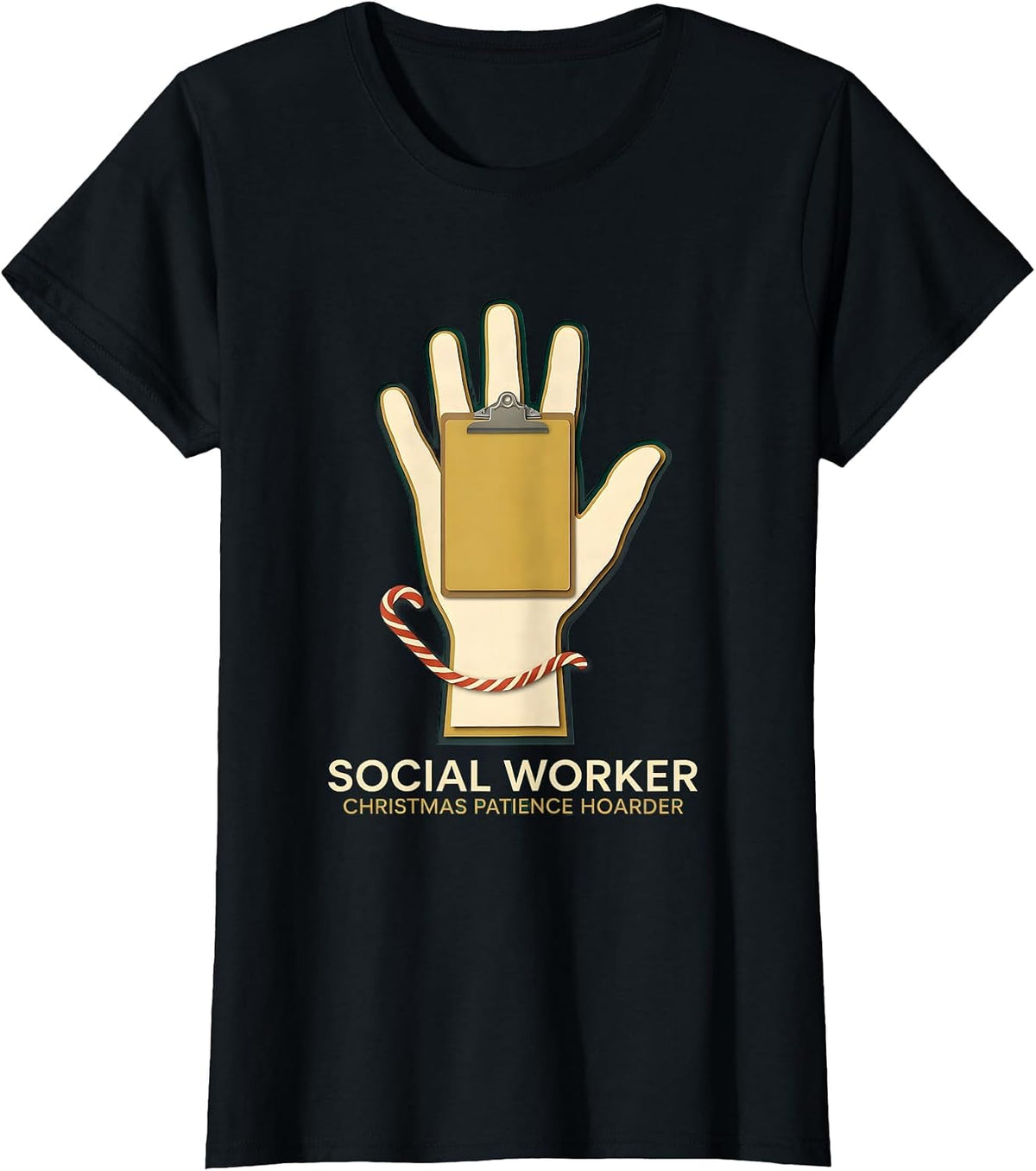Social Worker, Christmas Patience Hoarder Funny T-Shirt - Black