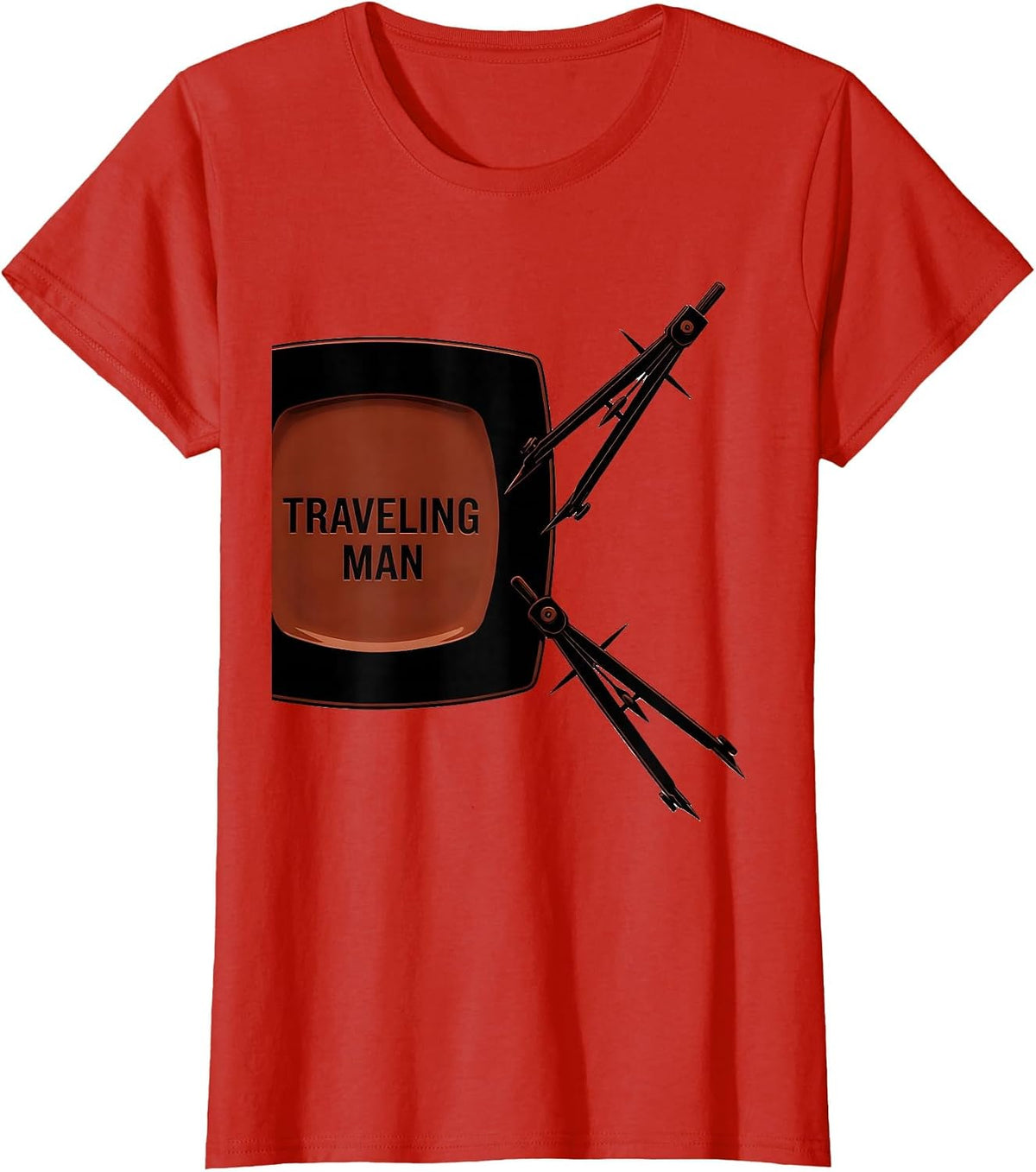 Women's Traveling Man Minimalist Freemason Square And Compass T-Shirt - Red