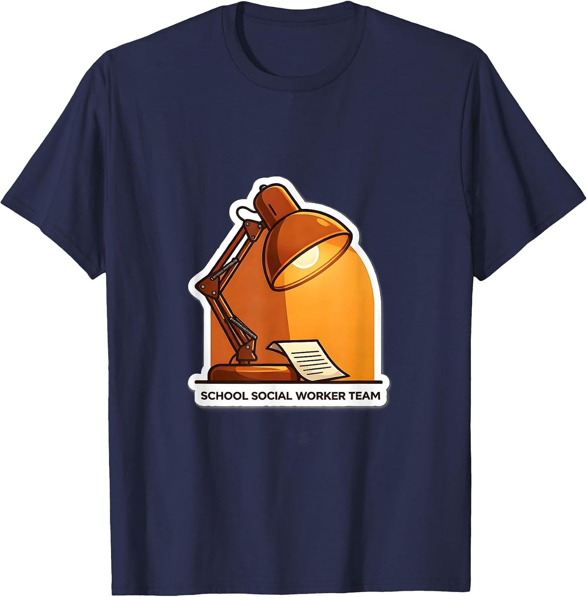 School Social Worker Team Sticker Style Staff Appreciation T-Shirt - Navy Blue