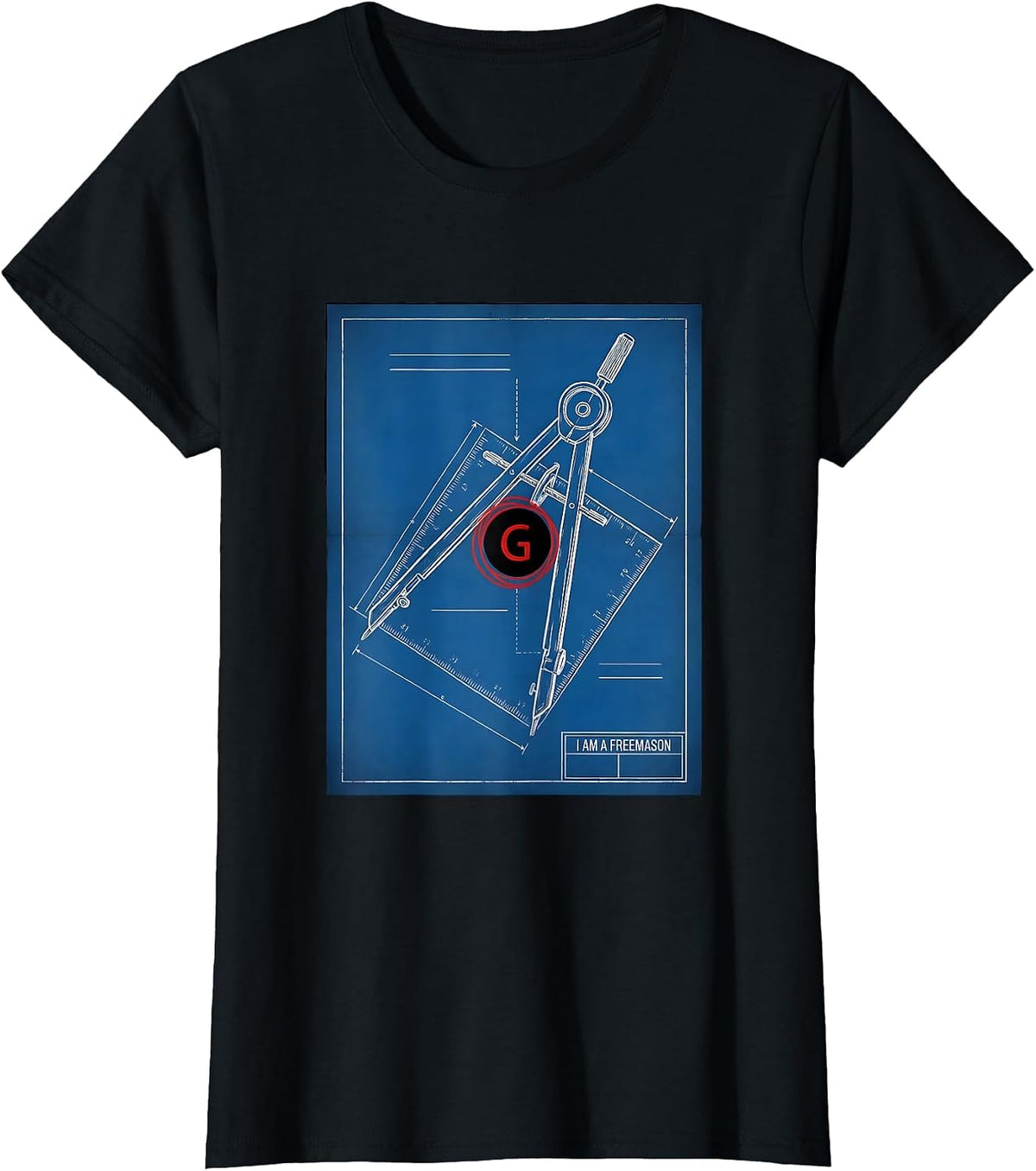 I Am A Freemason Technical Blueprint Masonic Fraternal Pride T-Shirt - Black