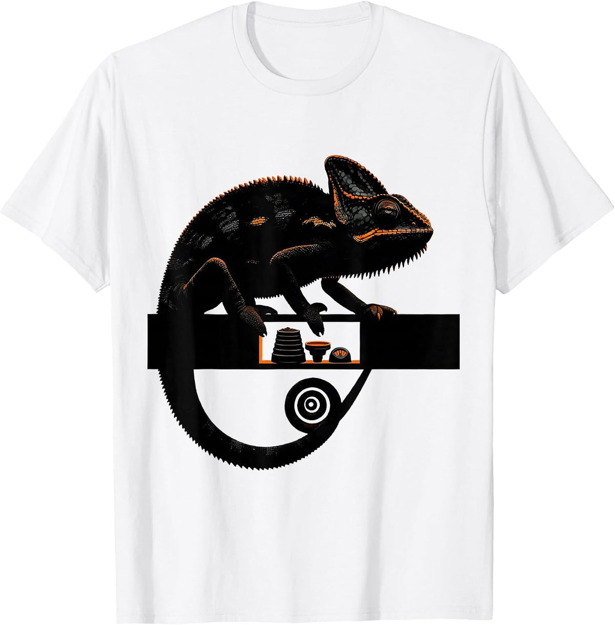 Men's Veiled Chameleon Brutalist Reptile Lover Gift T-Shirt - White