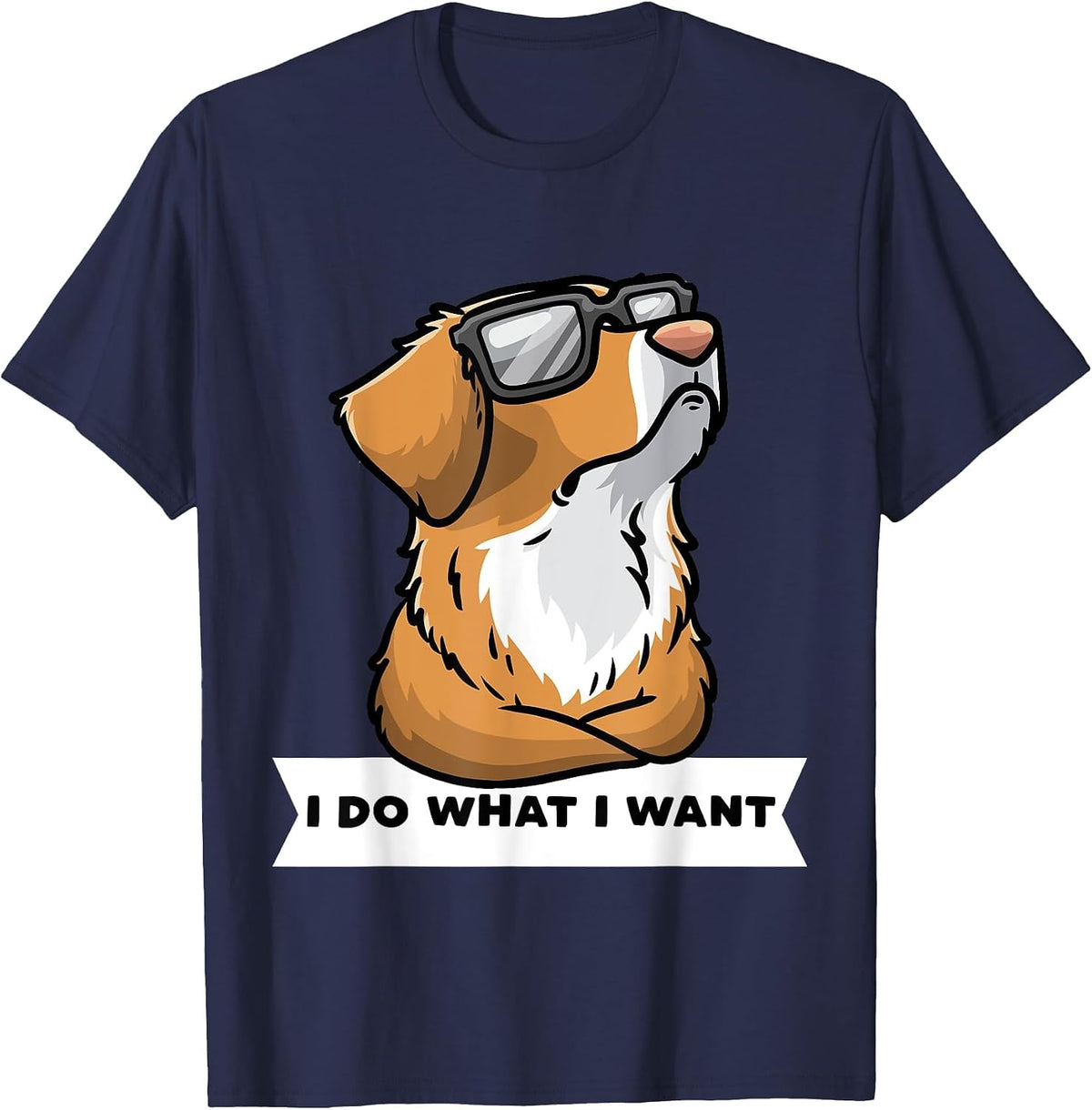Nova Scotia Duck Tolling Retriever Dog with Sunglasses T-Shirt - Navy Blue