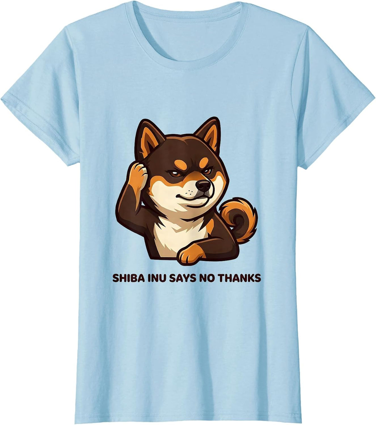 Women's Shiba Inu Says No Thanks Cute Kawaii Dog Lover Anime Humor T-Shirt - Baby Blue