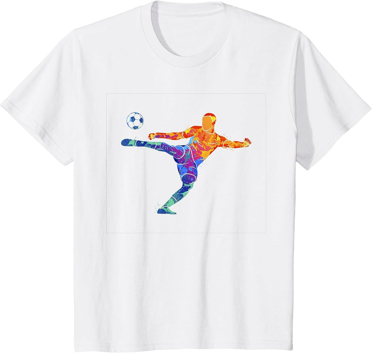 Soccer Athlete Sports Graphic Drawing T-Shirt - White