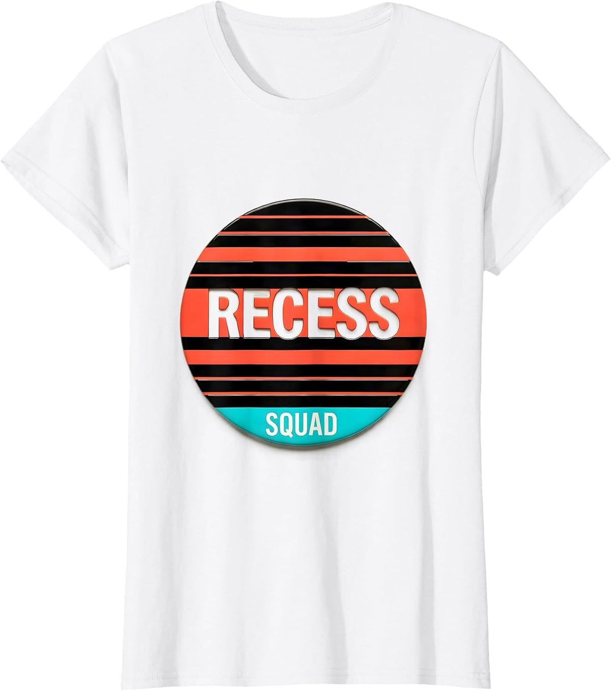 Recess Squad Disrupted Stripe Graphic Back To School Staff T-Shirt - White