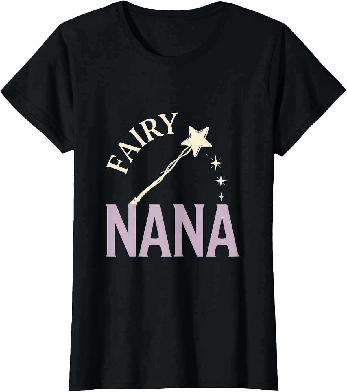 Fairy Nana Minimalist Grandmother Godmother Gift Whimsy T-Shirt - Black