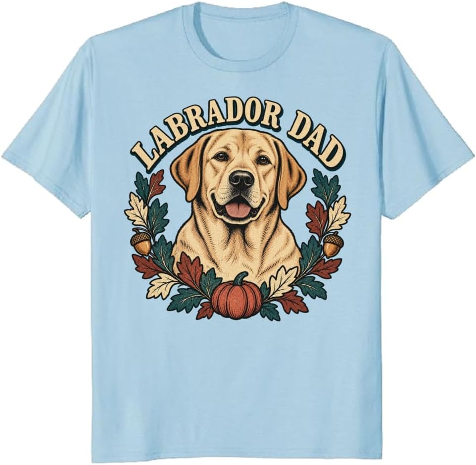 Labrador Dad T-Shirt Retro Desert Sunset Dog Portrait Tee - S5