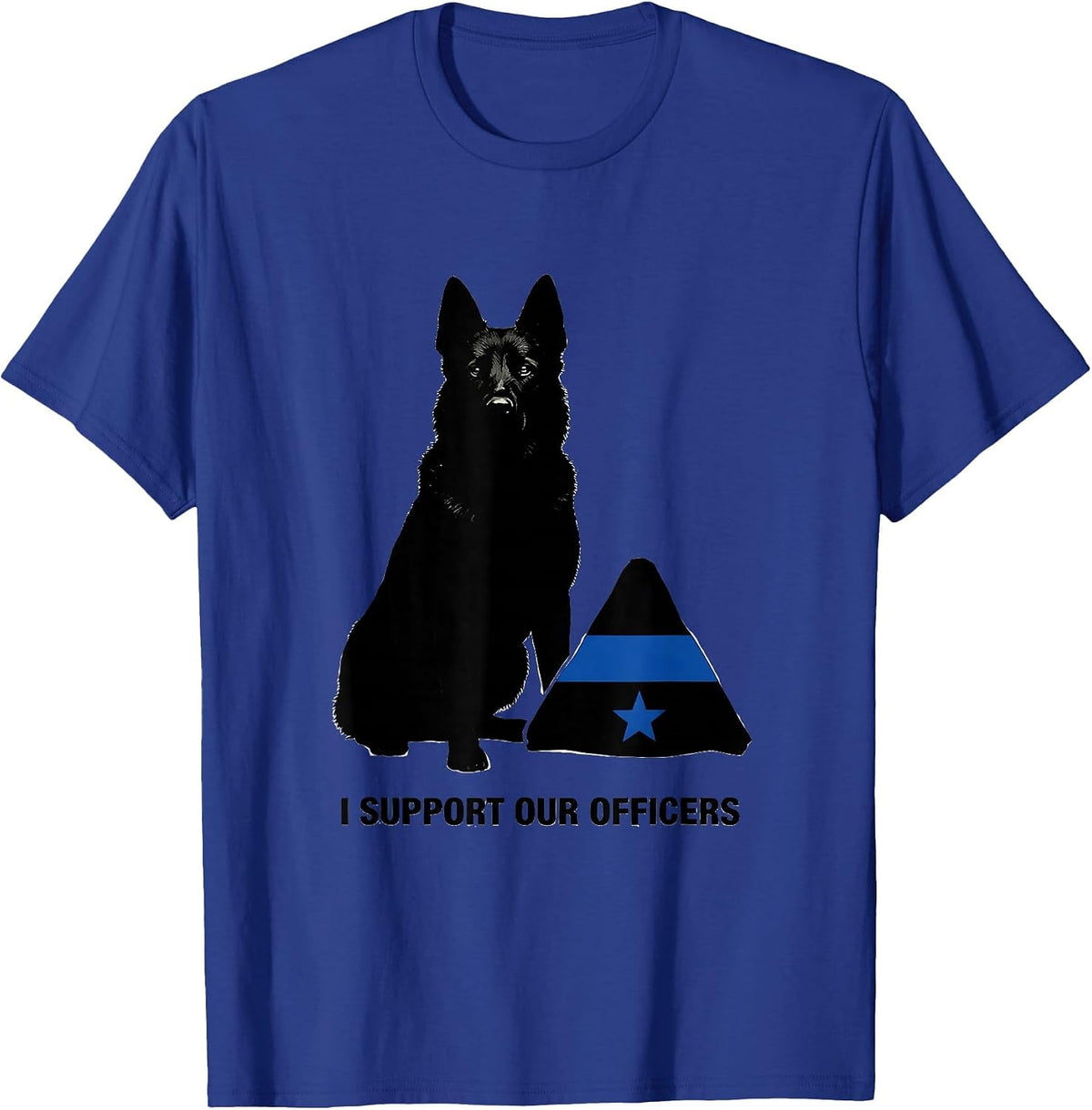 I Support Our Officers Patriotic Police K9 Supporter Thin T-Shirt - Royal Blue