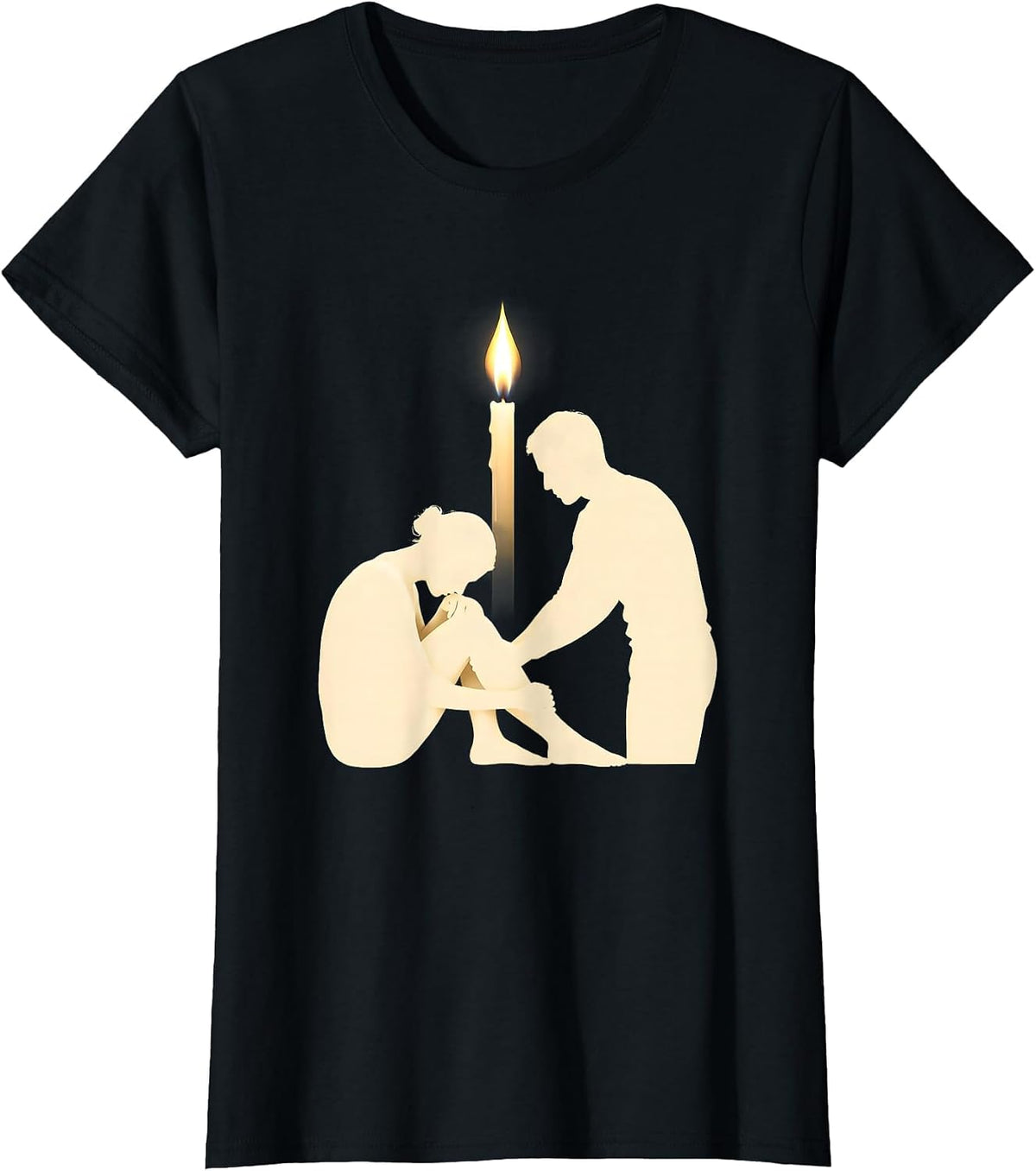 Social Worker Candle Flame Light in Darkness Design T-Shirt - Black